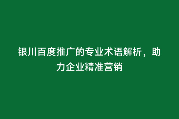 银川百度推广的专业术语解析，助力企业精准营销