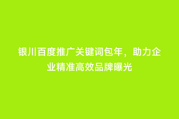 银川百度推广关键词包年，助力企业精准高效品牌曝光