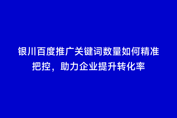银川百度推广关键词数量如何精准把控,助力企业提升转化率