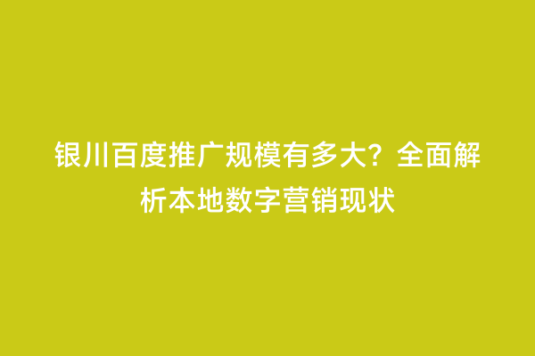银川百度推广规模有多大?全面解析本地数字营销现状